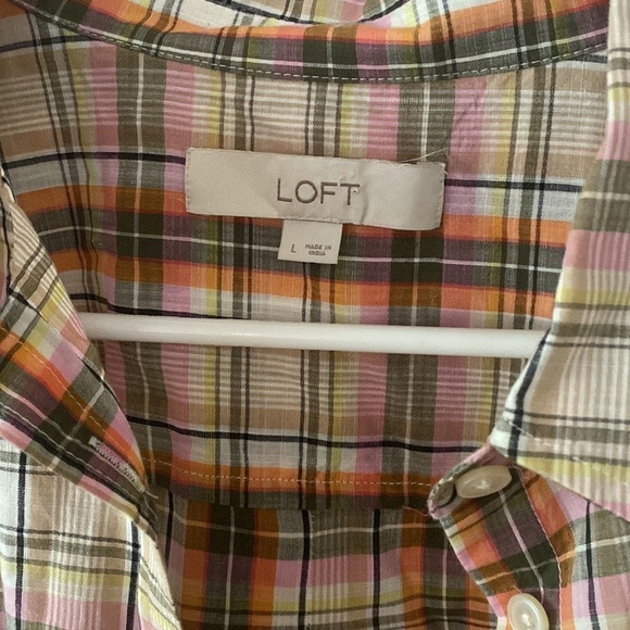 Loft lightweight cotton plaid top - Picture 2 of 6